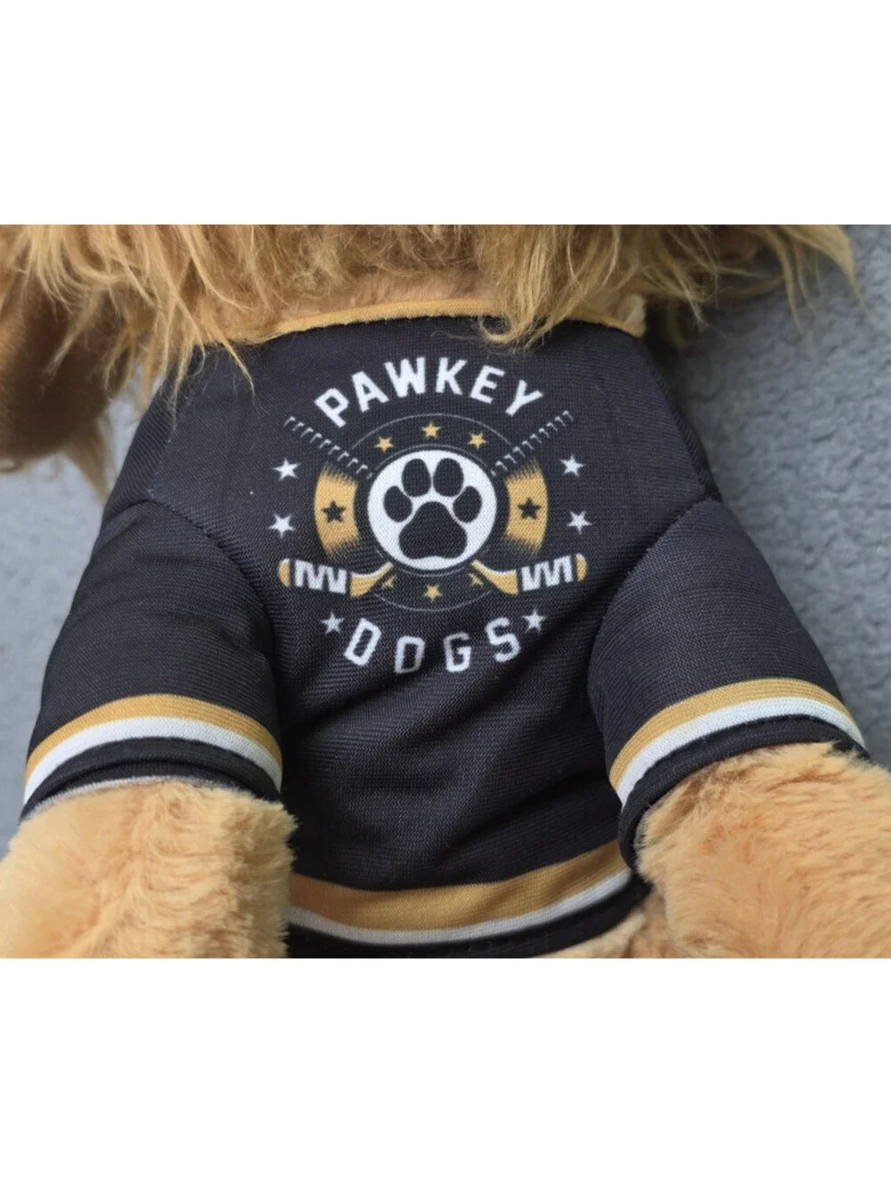 Pawkey Dogs Sir Winston #1 Plush Dog Toy, Black/Gold Jersey, Size S